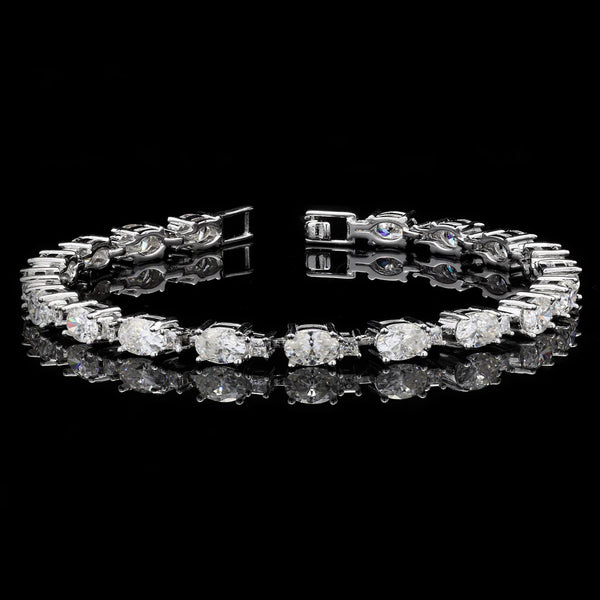 Oval and Princess Cut Tennis Moissanite Bracelet