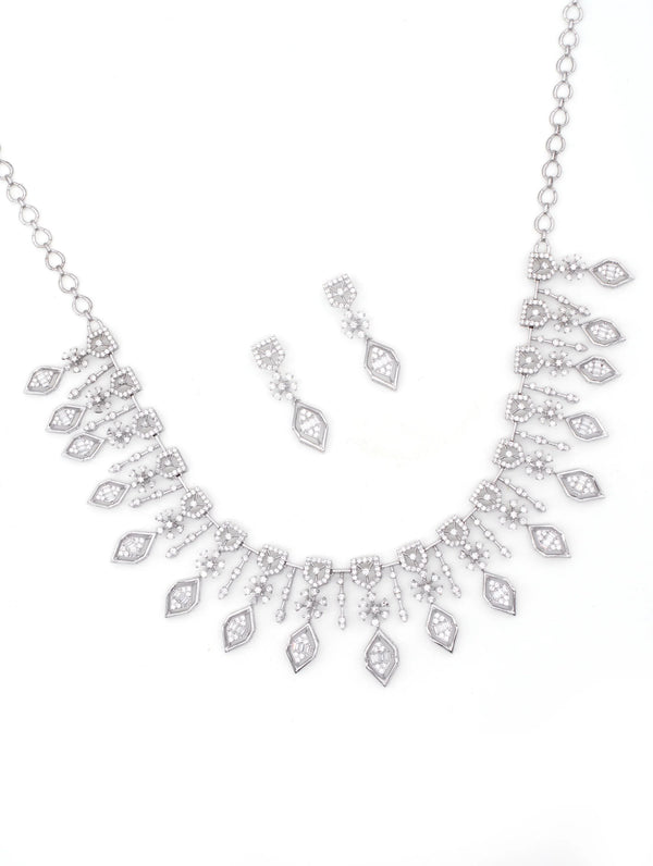 Pure 925 Silver Bridal Necklace Set For Women
