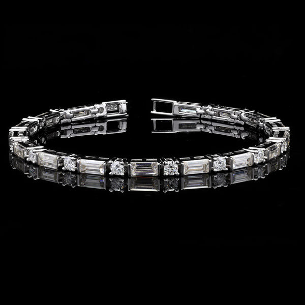 Baguette and Round Tennis Moissanite Bracelet