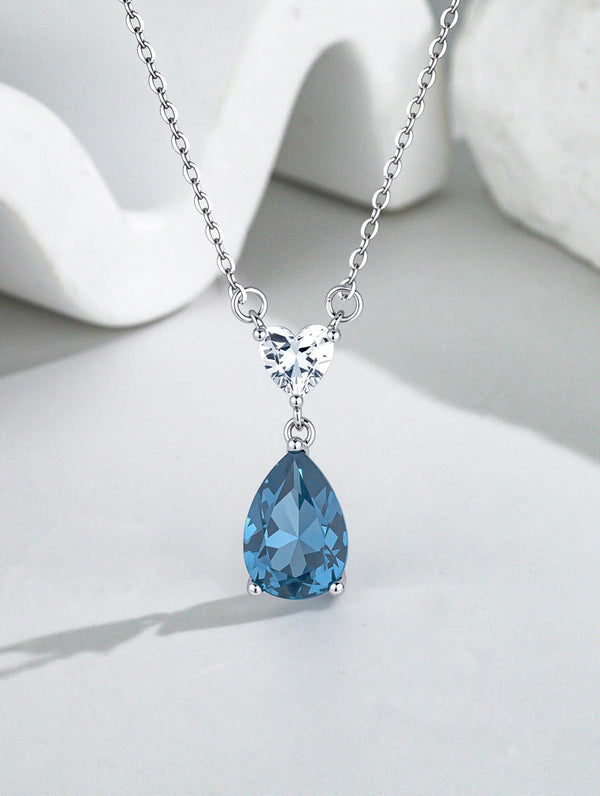 Pure 925 Silver Heart With Drop Pendant For Women