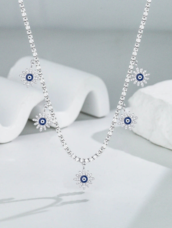 Pure 925 Silver Tennis Flower Chain For Women