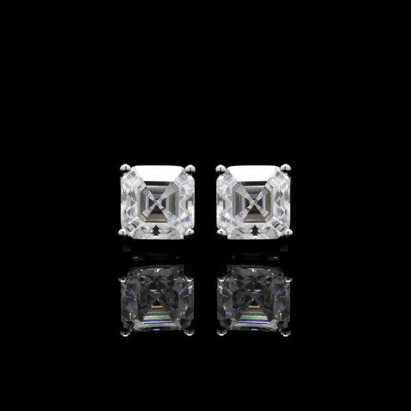 Asscher Cut Moissanite Studs