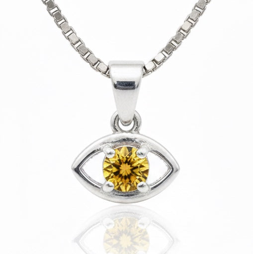 Pure 925 Silver Evil Eye Citrine Pendant For Men & Women