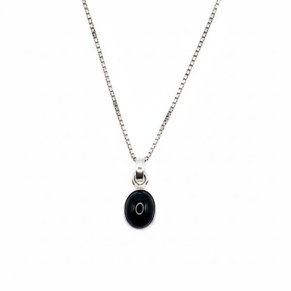 Pure 925 Silver Black Obsedian Pendant For Men & Women