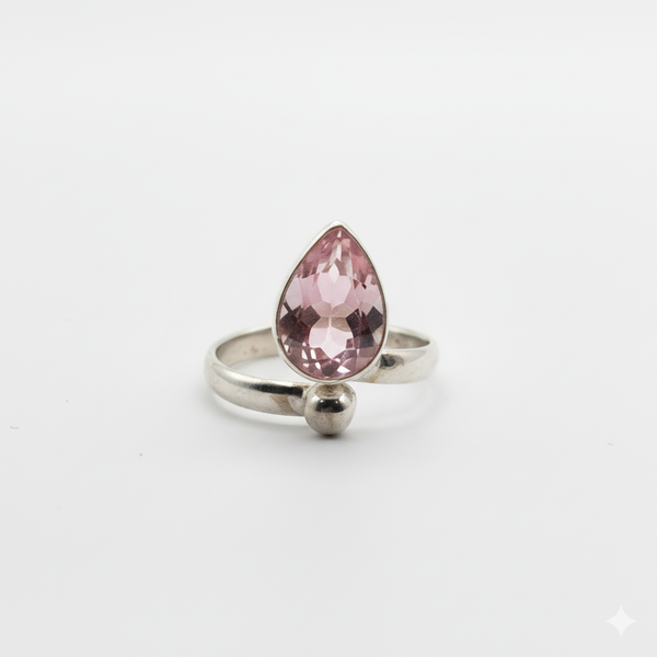 Pure 925 Silver Pear Cut Rose Quartz Ring For Women