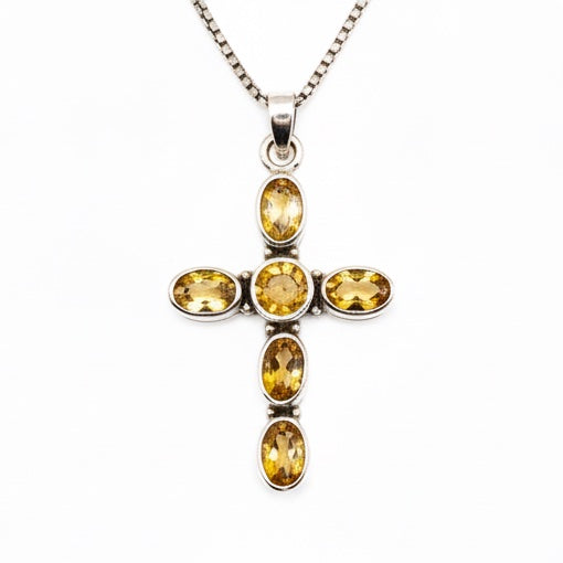Pure 925 SilverCross Citrine Pendant For Men & Women