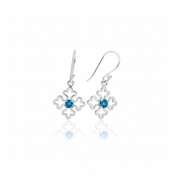 Pure 925 Silver Snow Blue Topaz Earrings For Women