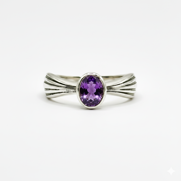 Pure 925 Silver The Crescent Amethyst Ring For Women