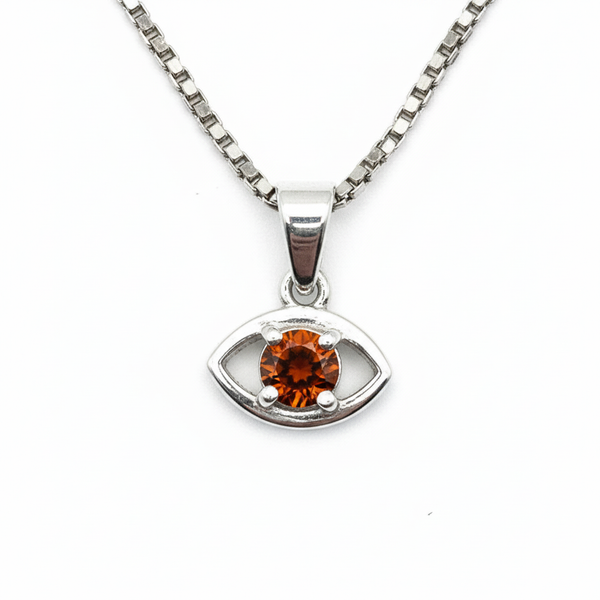 Pure 925 Silver Evil Eye Garnet Pendant For Men & Women