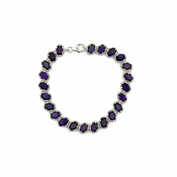 Pure 925 Silver Amethyst Bracelet For Women