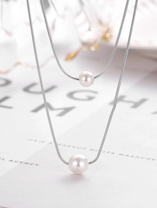 Pure 925 Silver Double Force Pearl Pendant For Women