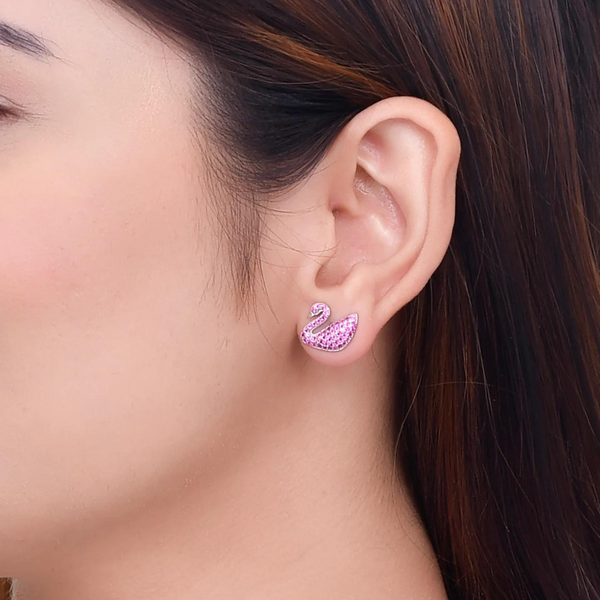 Pink Iced Swan Earrings