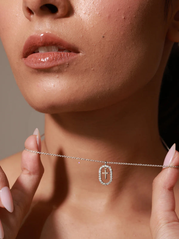 Oval Of Grace Cross Pendant