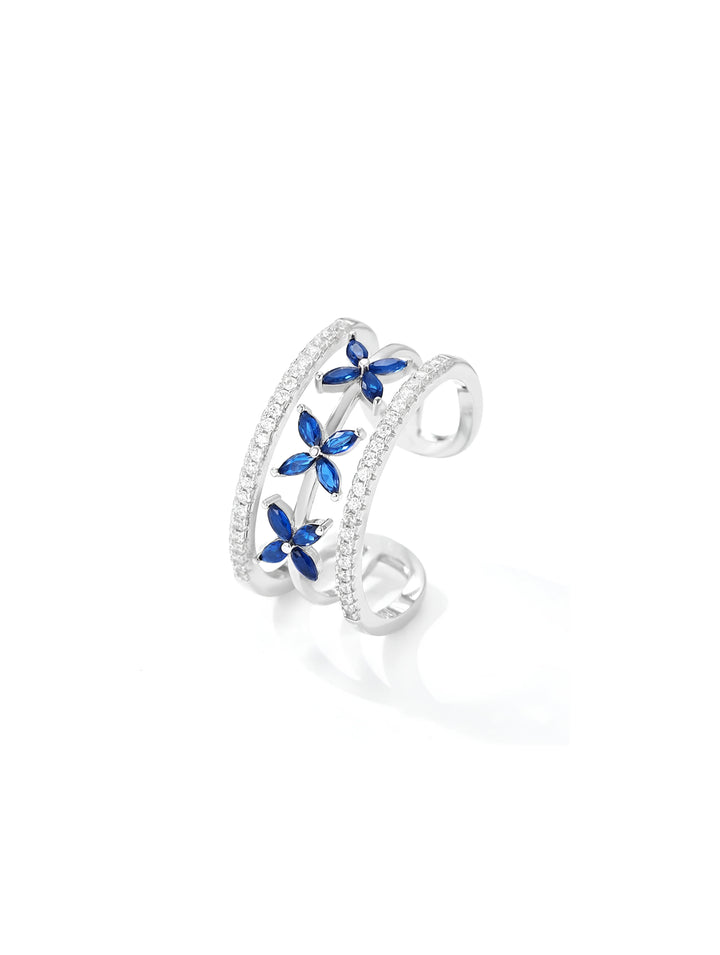 Pure 925 Silver Blue Flowe Ring For Women – Silveronaire