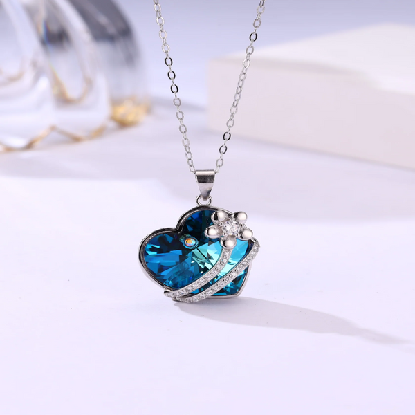 Blue Crystal Heart Pendant