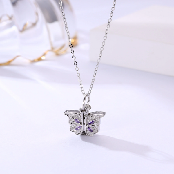 Purple Open Butterfly Pendant